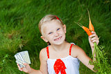 girl with medicine and carrots