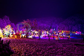 Christmas village in the forrest valley