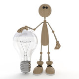 The 3D little man with a bulb.