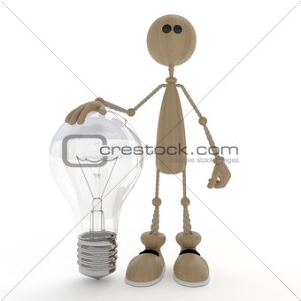 The 3D little man with a bulb.