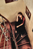 Beautiful Lady on Stairway