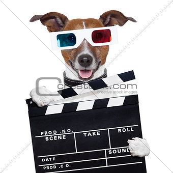 movie clapper board 3d glasses dog