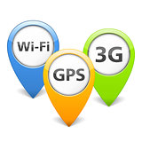 Wi-Fi, 3G and GPS icons