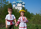  Russian Little boy and girl  