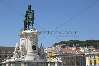 Monument on Rossio square in Lisbon Portugal