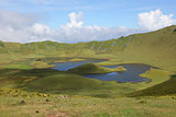 Volcano crater on the island of Corvo Azores Portugal