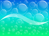  Air bubble on blue and green background