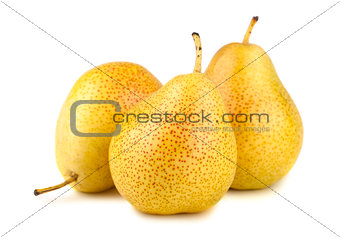 Three ripe yellow pears