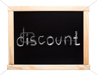 Word discount writtent on blackboard