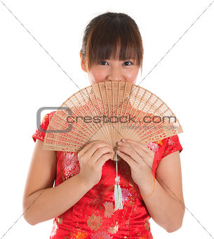 Chinese cheongsam female with fan
