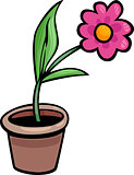 flower in pot clip art cartoon illustration
