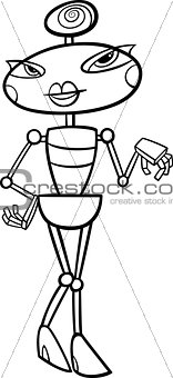 female robot cartoon for coloring