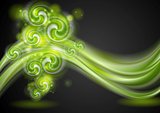 Colourful green waves and swirl elements