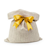 sack gift bag with ribbon bow