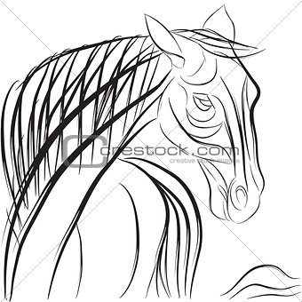 horse doodle composition