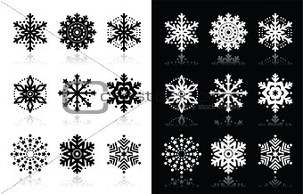 Christmas or winter Snowflakes vector icons