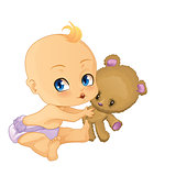 Baby Boy playing with Teddy Bear