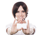 Call Center Girl with Card