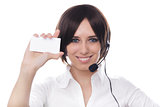 Call Center Girl with Card