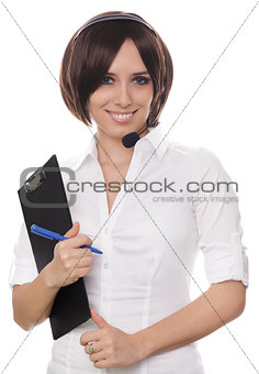 Call Center Girl with Clipboard