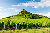 Solutre Rock with vineyards, Burgundy, France