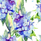 Seamless wallpaper with Beautiful blue flowers