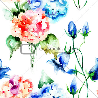 Seamless wallpaper with original flowers