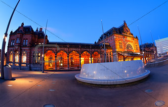Central Station in Groningen in dusk