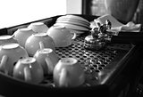Portafilter and cup on espresso machine
