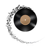 Vinyl disc with music notes.