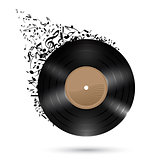 Vinyl disc with music notes.