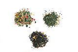 different types of tea over white