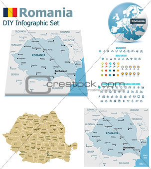 Romania maps with markers