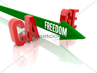 Arrow with word Freedom breaks word Cage.