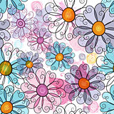 Seamless spring grunge floral pattern