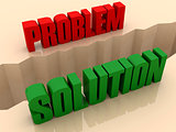 Two words PROBLEM and SOLUTION split on sides, separation crack.