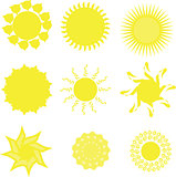 Nine types of sun icons