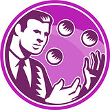 Businessman Juggler Juggling Balls Retro
