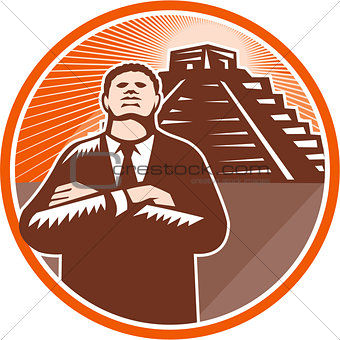 African American Businessman Protect Pyramid