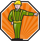 Emergency Worker Pointing Side Cartoon