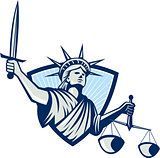 Statue of Liberty Holding Scales Justice Sword