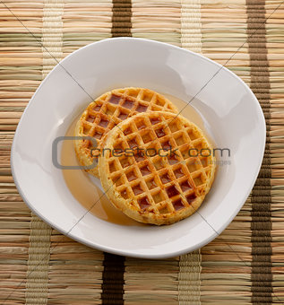 Waffles With  Maple Syrup 