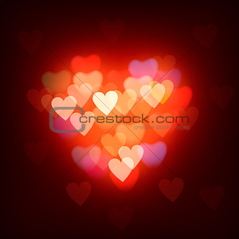 Blurred background with hearts, vector Eps10 image.