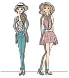 Young fashion girls illustration.