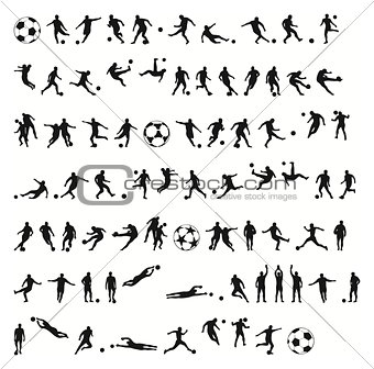 Football silhouettes vector