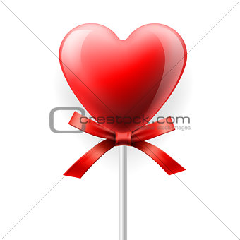 Heart-lollipop with bow, vector Eps10 illustration.