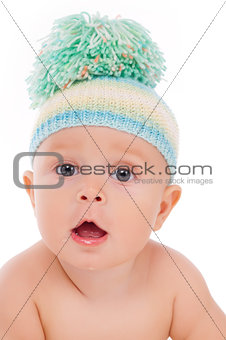 Portrait of baby on a white background