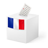 Ballot box with voicing paper. France.