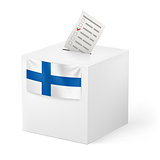 Ballot box with voicing paper. Finland.