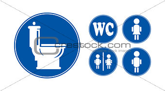 Blue bathroom Icons Set